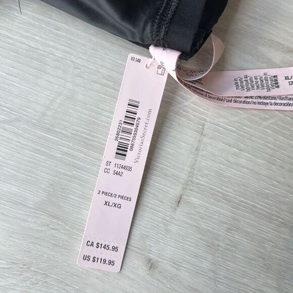 Victoria’s Secret shine strap halter Bralette and mini skirt set black lace NWT - Picture 3 of 5